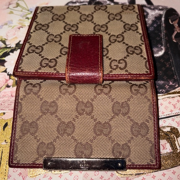 Gucci Marmont Signature GG Wallet Brown Leather Trim And Tan Canvas in Bag EUC 🚩 - Picture 7 of 10